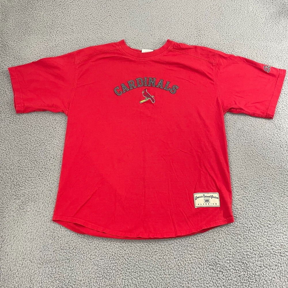 VTG St Louis Cardinals Shirtā Men L Red Curved Hem MLB Short Sleeve Tee